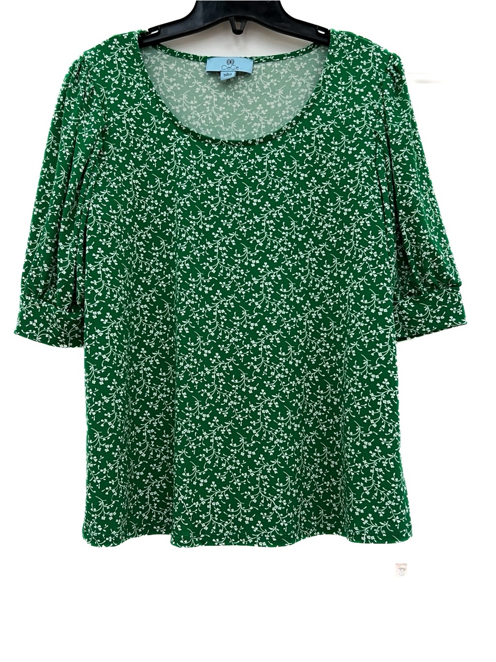 Cece green floral top. Size large